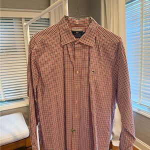 Vineyard Vines Men's Red and Blue Checkered Button-Down Shirt